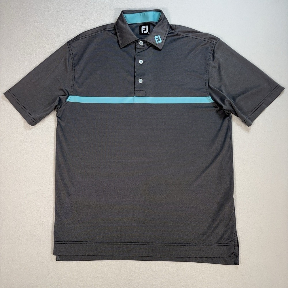 Footjoy Collar Logo Golf‎ Polo Men's M Gray Stretch Performance Shirt